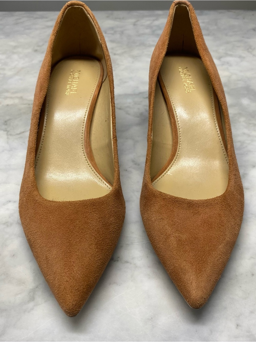 Michael Kors Kitten Heel Pumps Brown Suede Size 6 Pointed Toe